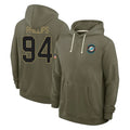 M.Dolphins #94 Jordan Phillips Player Olive Salute to Service Pullover Hoodies Limited STECN Stitched Jerseys