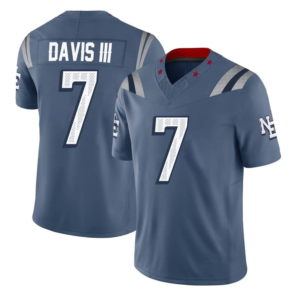 NE.Patriots #7 Carlton Davis III Player Blue Limited Rivalries Collection Home Game STECN Stitched Jerseys