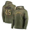 LA.Chargers #45 Tuli Tuipulotu Player Olive Salute to Service Pullover Hoodies Home Game STECN Stitched Jerseys