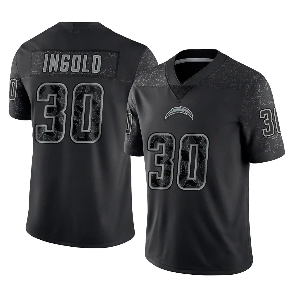 LA.Chargers #30 Alec Ingold Player Black Limited Reflective Home Game STECN Stitched Jerseys