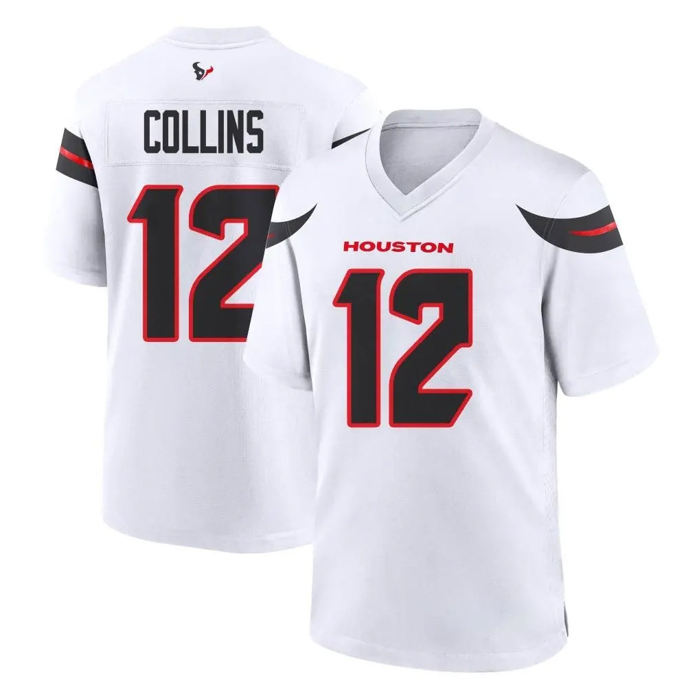 H.Texans #12 Nico Collins Player White Home Game STECN Stitched Jerseys