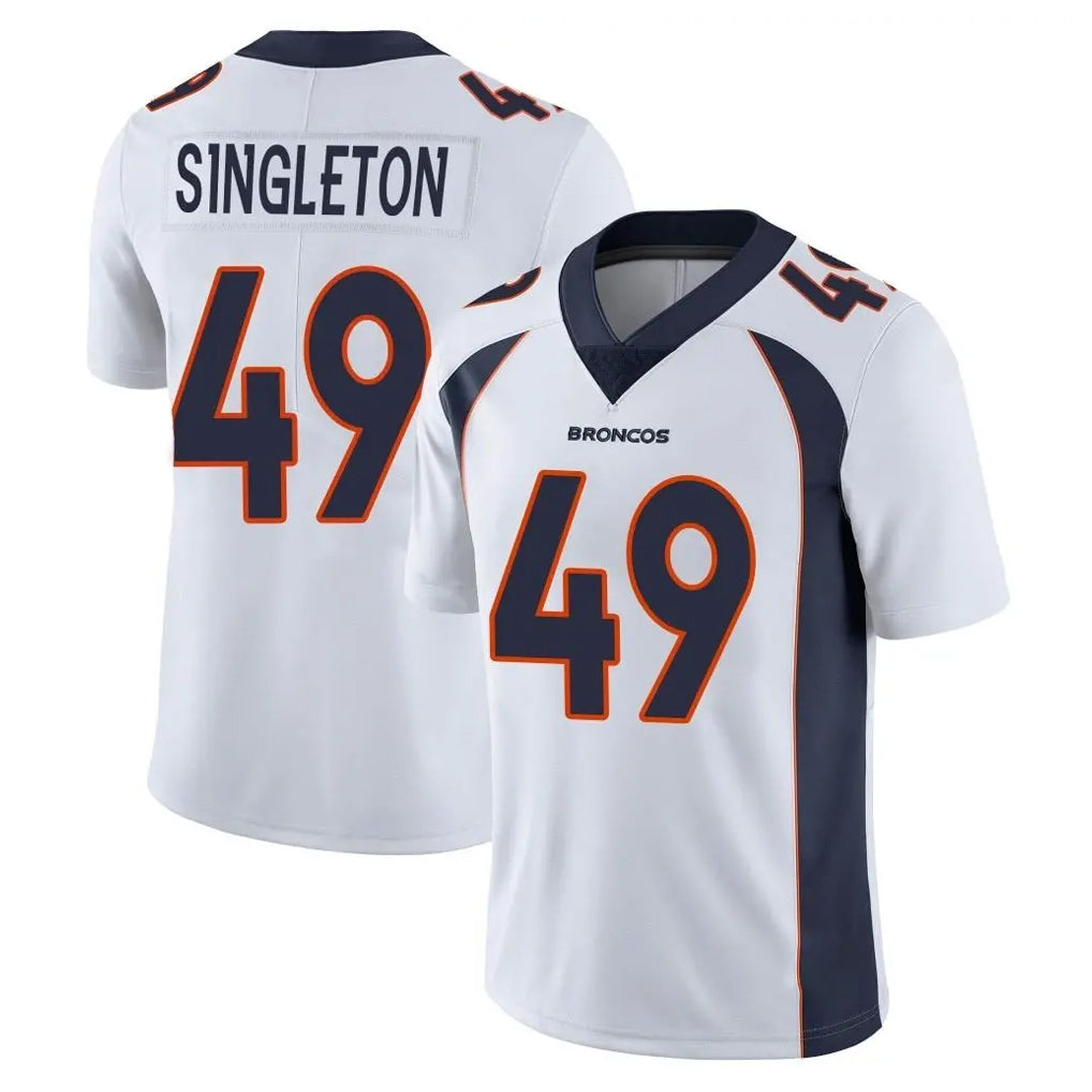 D.Broncos #49 Alex Singleton Player White Vapor Untouchable Limited Home Game STECN Stitched Jerseys