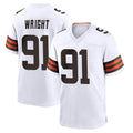 C.Browns #91 Alex Wright Player White Home Game STECN Stitched Jerseys