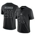 NO.Saints #20 Pete Werner Player Black Limited Reflective Home Game STECN Stitched Jerseys
