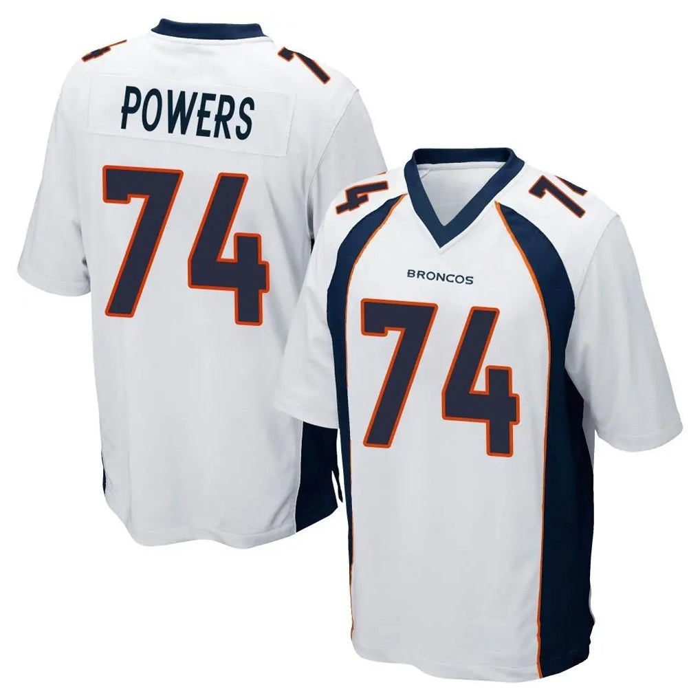 D.Broncos #74 Ben Powers Player White Game STECN Stitched Jerseys