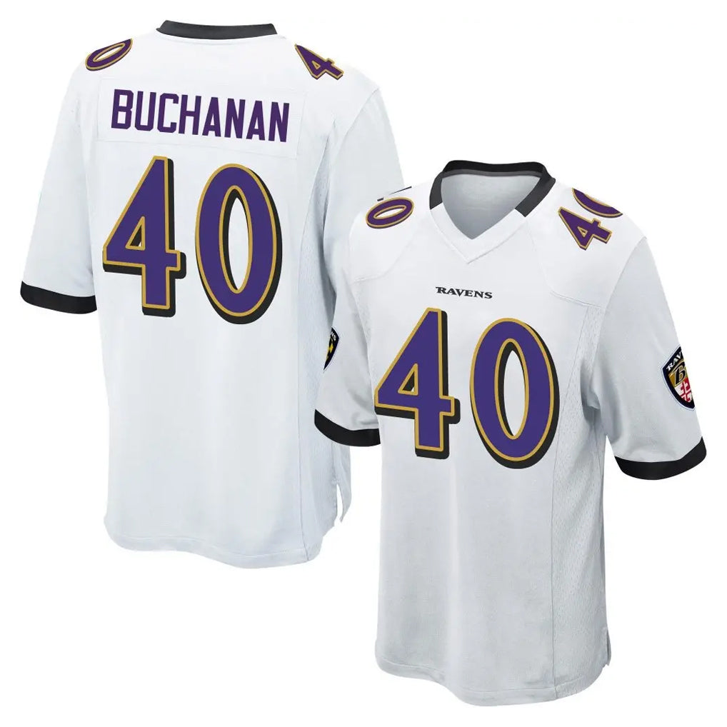 B.Ravens #40 Teddye Buchanan Player White Home Game STECN Stitched Jerseys