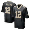 NO.Saints #12 Chris Olave Player Black Home Game STECN Stitched Jerseys
