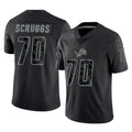 D.Lions #70 Juice Scruggs Player Black Reflective Limited Home Game STECN Stitched Jerseys