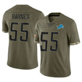 D.Lions #55 Derrick Barnes Player Olive Salute To Service Limited STECN Stitched Jerseys