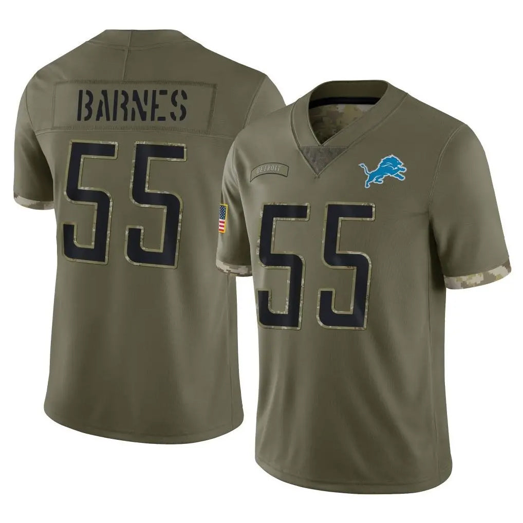 D.Lions #55 Derrick Barnes Player Olive Salute To Service Limited STECN Stitched Jerseys