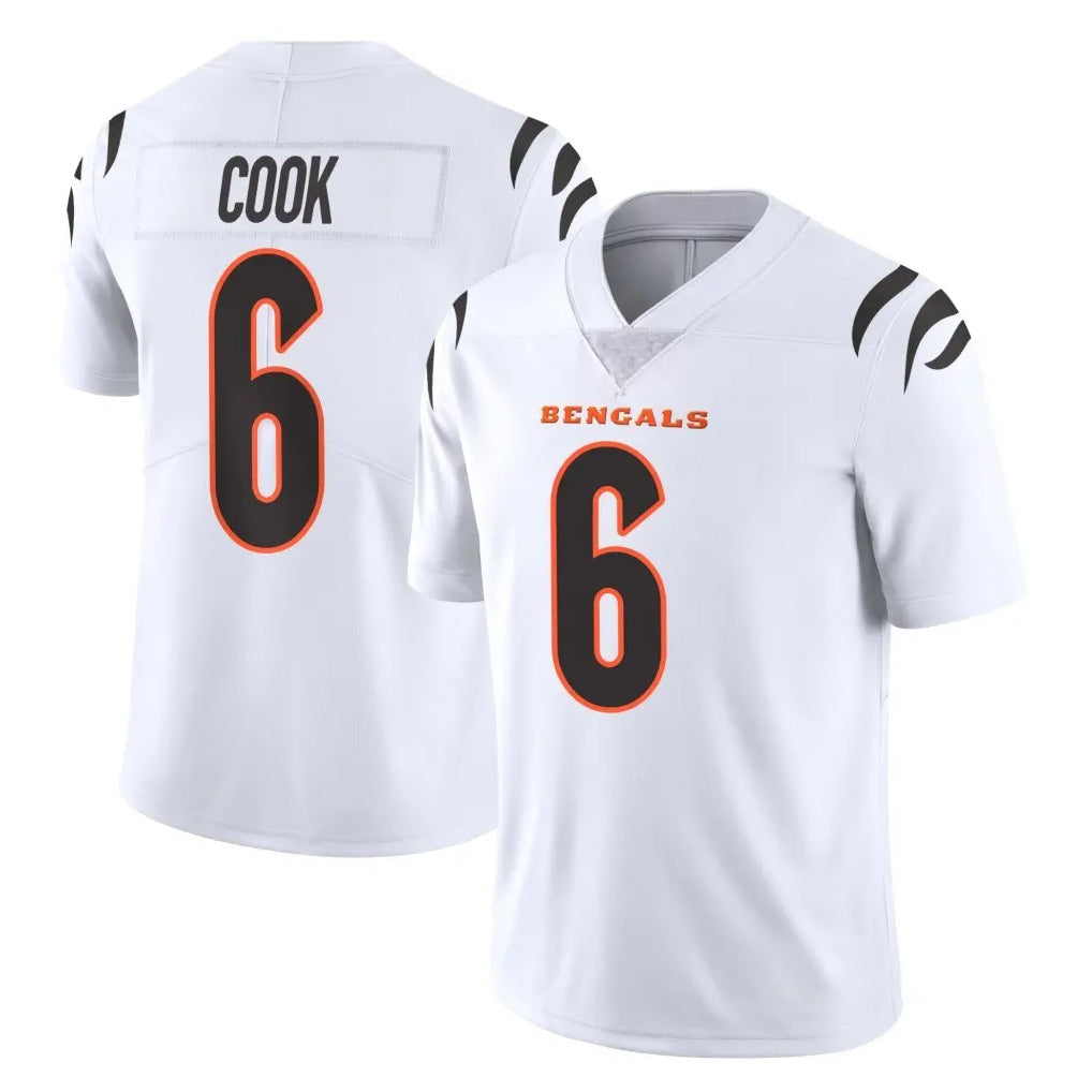 C.Bengals #6 Brian Cook Player White Vapor Untouchable Limited Home Game STECN Stitched Jerseys