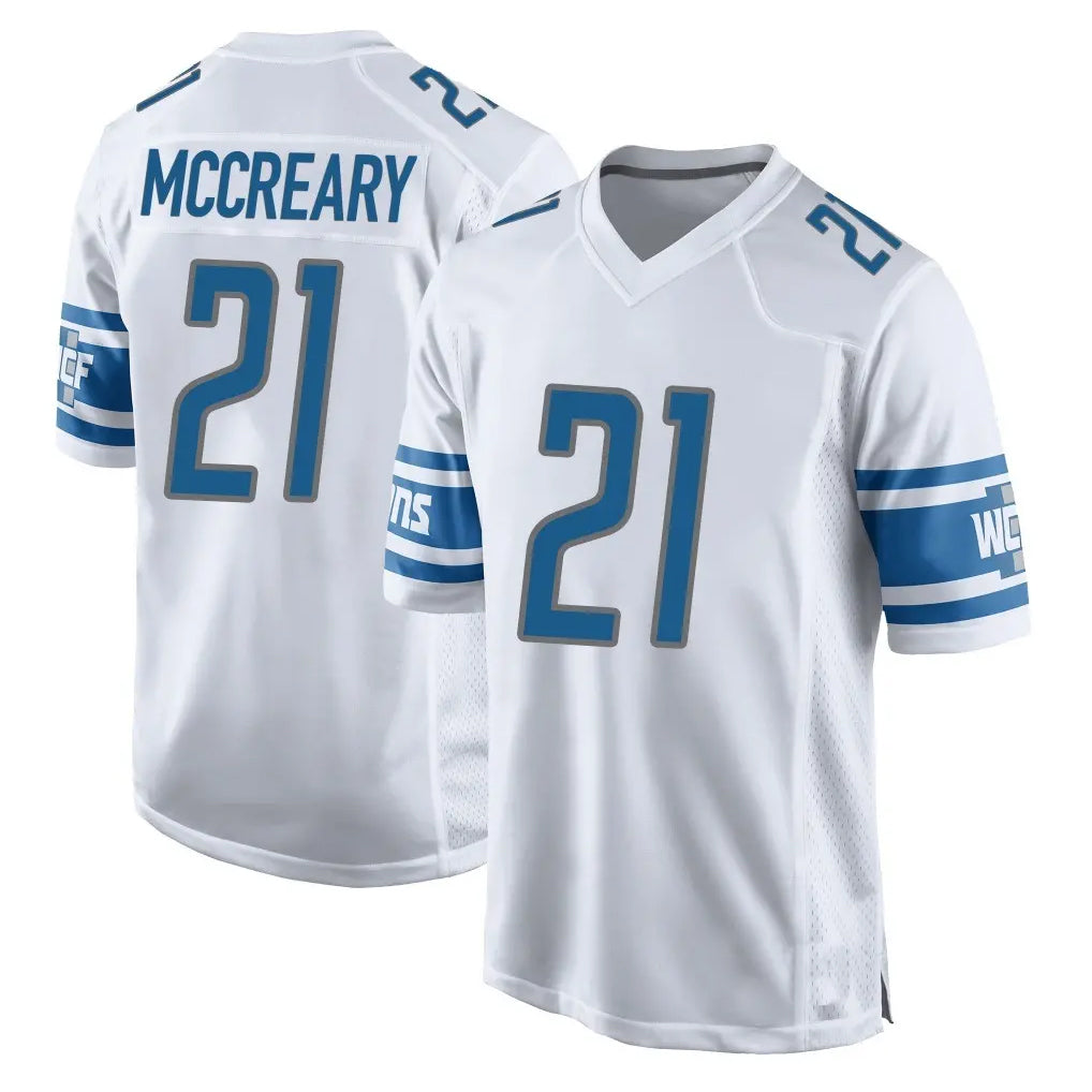 D.Lions #21 Roger McCreary Player White Home Game STECN Stitched Jerseys