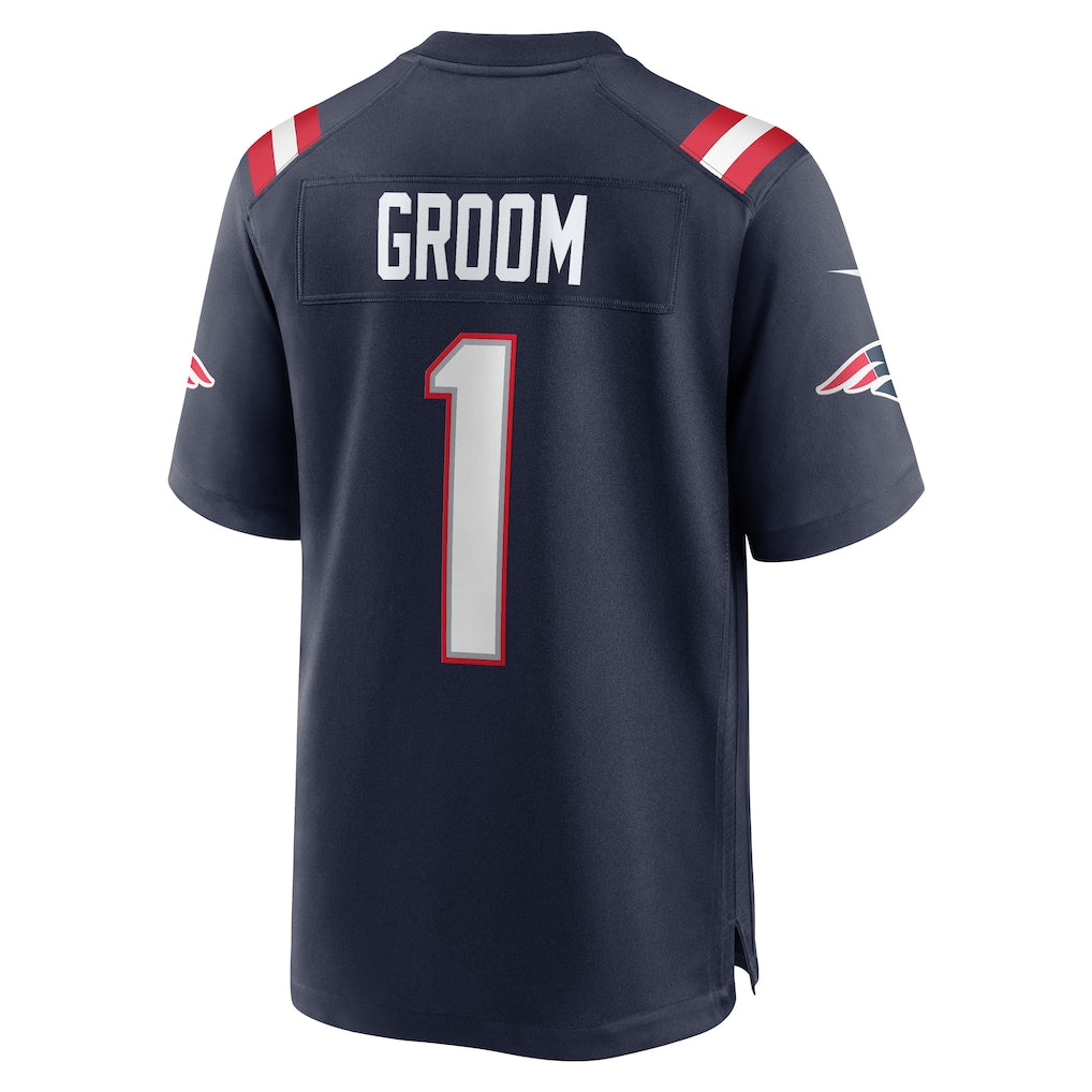 STECN NE.Patriots #1 Groom Navy Game Jersey