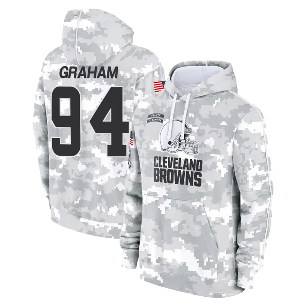 C.Browns #94 Mason Graham Player Arctic Camo Salute to Service Hoodies Limited Game STECN Stitched Jerseys