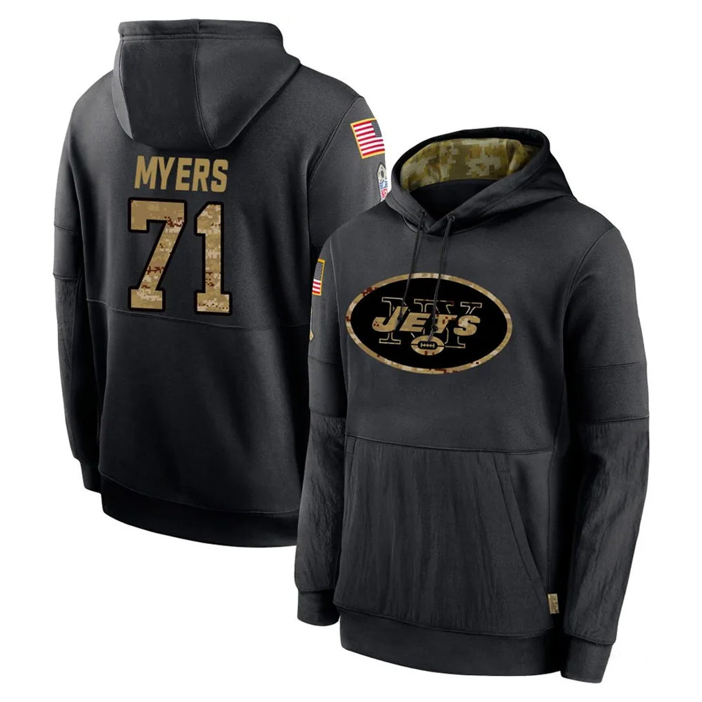 NY.Jets #71 Josh Myers Player Black Salute to Service Hoodies Limited Game STECN Stitched Jerseys