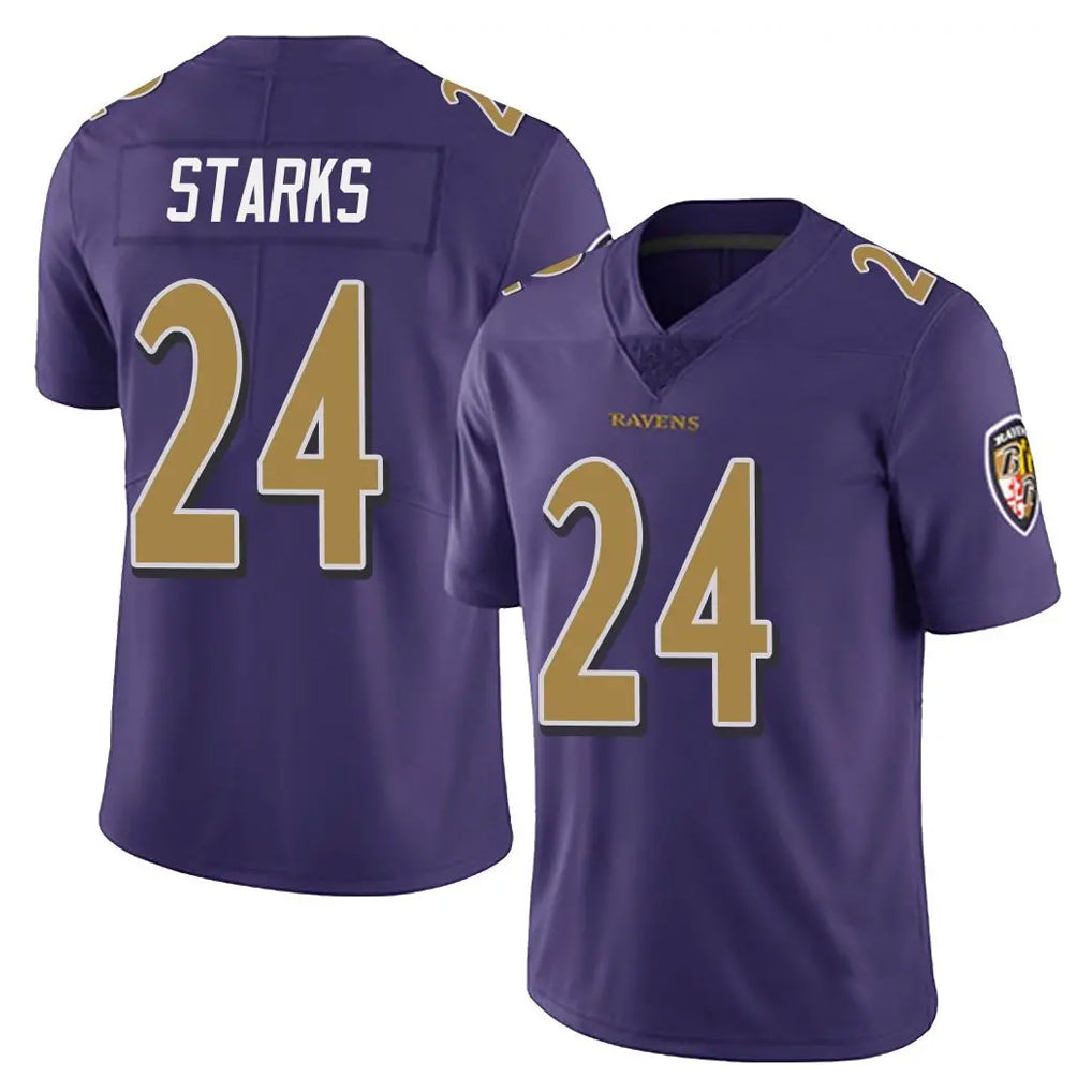 B.Ravens #24 Malaki Starks Player Purple Color Rush Vapor Untouchable Limited Home Game STECN Stitched Jerseys