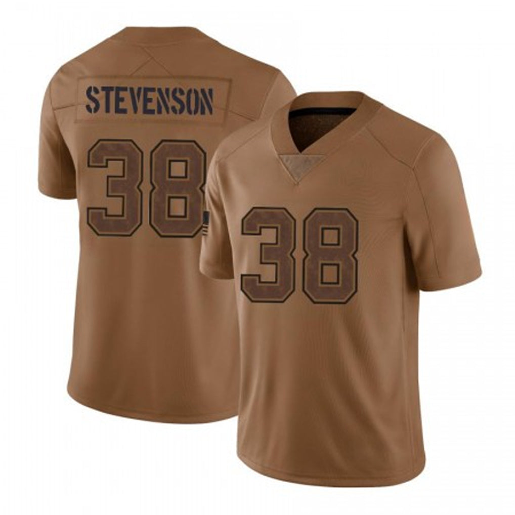 NE.Patriots #38 Rhamondre Stevenson Player Brown Salute To Service Limited STECN Stitched Jerseys