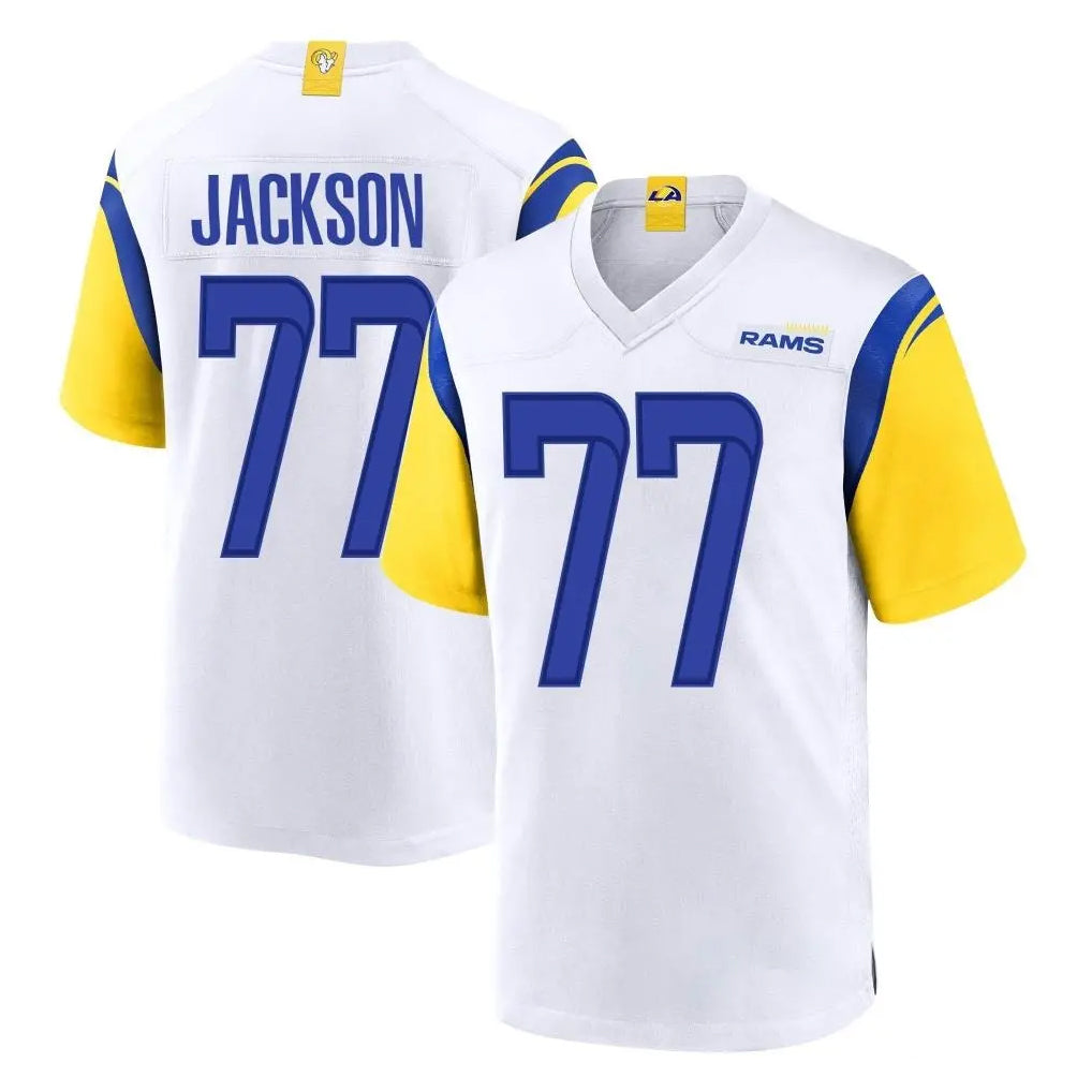 LA.Rams #77 Alaric Jackson Player White Home Game STECN Stitched Jerseys
