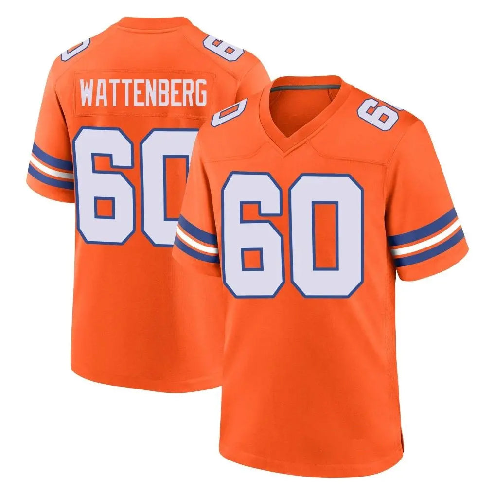 D.Broncos #60 Luke Wattenberg Player Orange Alternate Collection Throwback Game STECN Stitched Jerseys