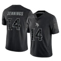 M.Vikings #14 Jauan Jennings Player Black Reflective LImited Home Game STECN Stitched Jerseys