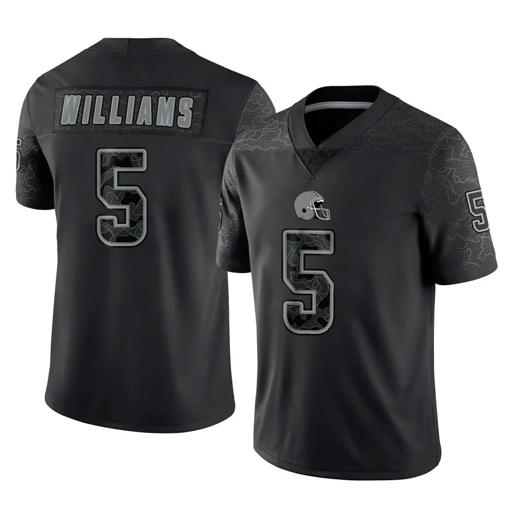 C.Browns #5 Quincy Williams Player Black Reflective Home Game STECN Stitched Jerseys