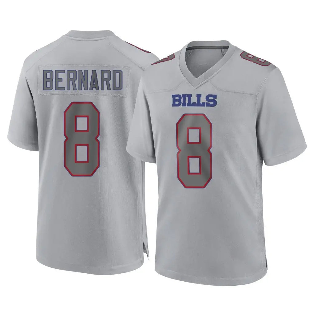 B.Bills #8 Terrel Bernard Player Gray Home Game STECN Stitched Jerseys
