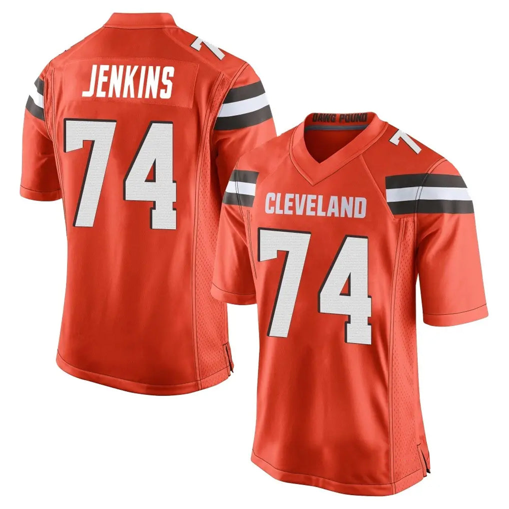 C.Browns #74 Elgton Jenkins Player Orange Home Game STECN Stitched Jerseys