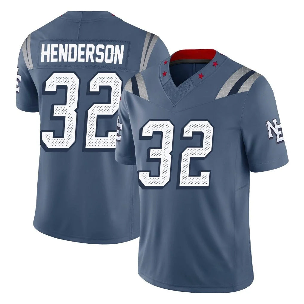 NE.Patriots #32 TreVeyon Henderson Player Blue Limited Rivalries Collection Home Game STECN Stitched Jerseys