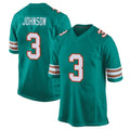 M.Dolphins #3 Chris Johnson Player Aqua Alternate Home Game STECN Stitched Jerseys