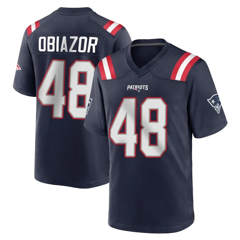 NE.Patriots #48 Namdi Obiazor Player Navy Home Game STECN Stitched Jerseys
