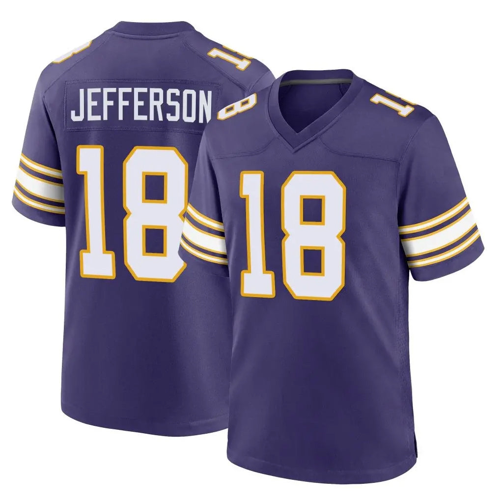 M.Vikings #18 Justin Jefferson Player Purple Classic Home Game STECN Stitched Jerseys