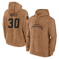 LA.Chargers #30 Alec Ingold Player Brown Salute to Service Hoodies Limited Game STECN Stitched Jerseys