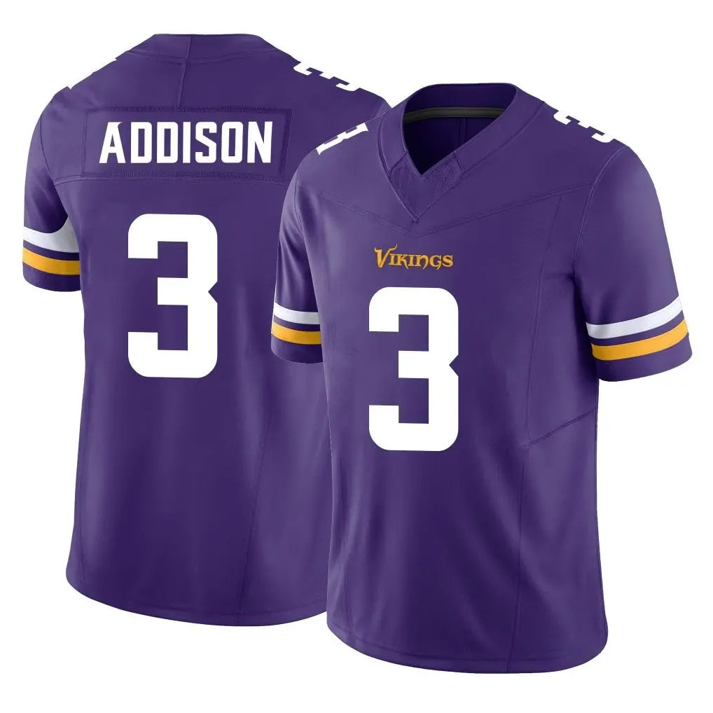 M.Vikings #3 Jordan Addison Player Purple Limited Vapor F.U.S.E. Home Game STECN Stitched Jerseys