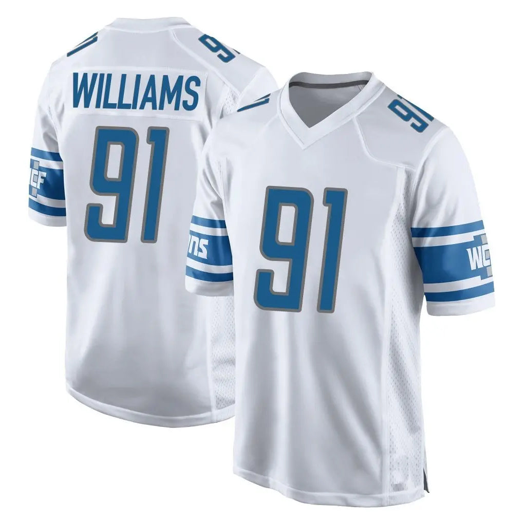 D.Lions #91 Tyleik Williams Player White Home Game STECN Stitched Jerseys