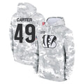 C.Bengals #49 Barrett Carter Player Arctic Camo Salute to Service Pullover Hoodie Limited STECN Stitched Jerseys