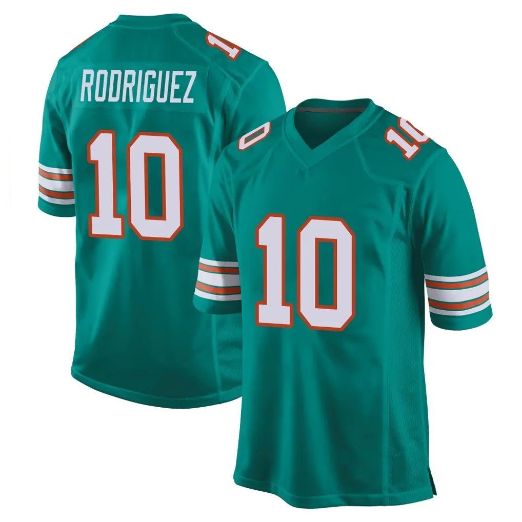 M.Dolphins #10 Jacob Rodriguez Player Aqua Alternate Home Game STECN Stitched Jerseys
