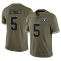 LV.Raiders #5 Eric Stokes Player Olive Salute To Service Limited STECN Stitched Jerseys