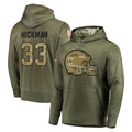 C.Browns #33 Ronnie Hickman Player Olive Salute to Service Pullover Hoodies Home Game STECN Stitched Jerseys