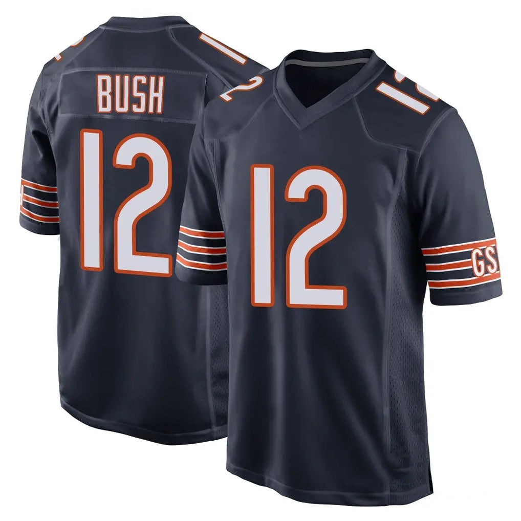 C.Bears #12 Devin Bush Player Navy Home Game STECN Stitched Jerseys