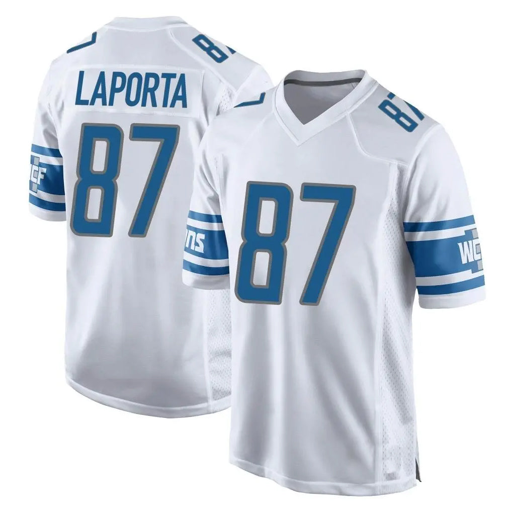 D.Lions #87 Sam LaPorta Player White Home Game STECN Stitched Jerseys