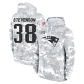 NE.Patriots #38 Rhamondre Stevenson Player Arctic Camo Salute to Service Pullover Hoodies Limited Game STECN Stitched Jerseys