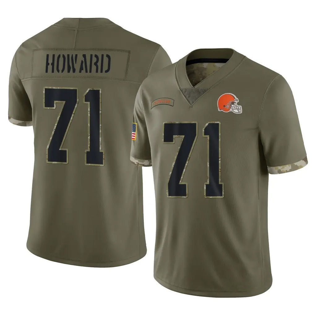 C.Browns #71 Tytus Howard Player Olive Salute to Service Limited Game STECN Stitched Jerseys