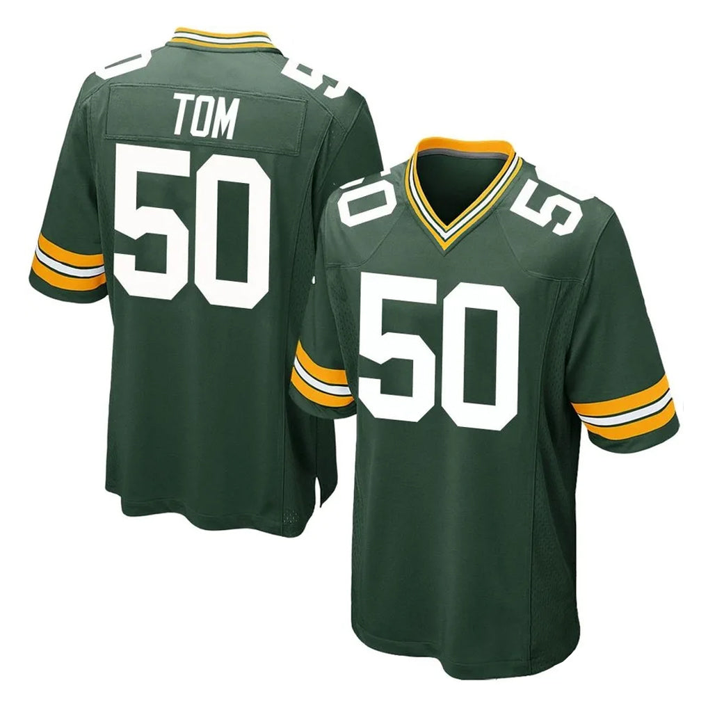 GB.Packers #50 Zach Tom Player Green Home Game STECN Stitched Jerseys