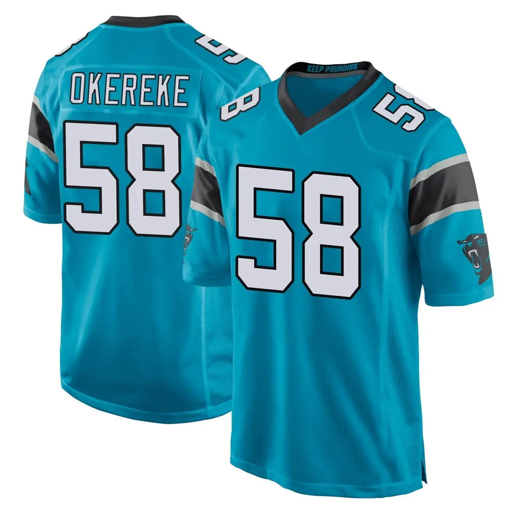 C.Panthers #58 Bobby Okereke Player Blue Game STECN Stitched Jerseys