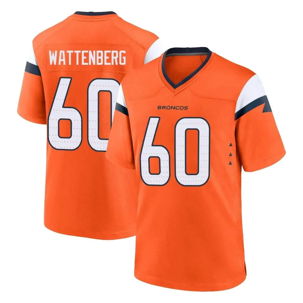 D.Broncos #60 Luke Wattenberg Player Orange Home Game STECN Stitched Jerseys