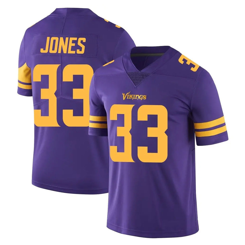 M.Vikings #33 Aaron Jones Sr. Player Purple Limited Color Rush Home Game STECN Stitched Jerseys