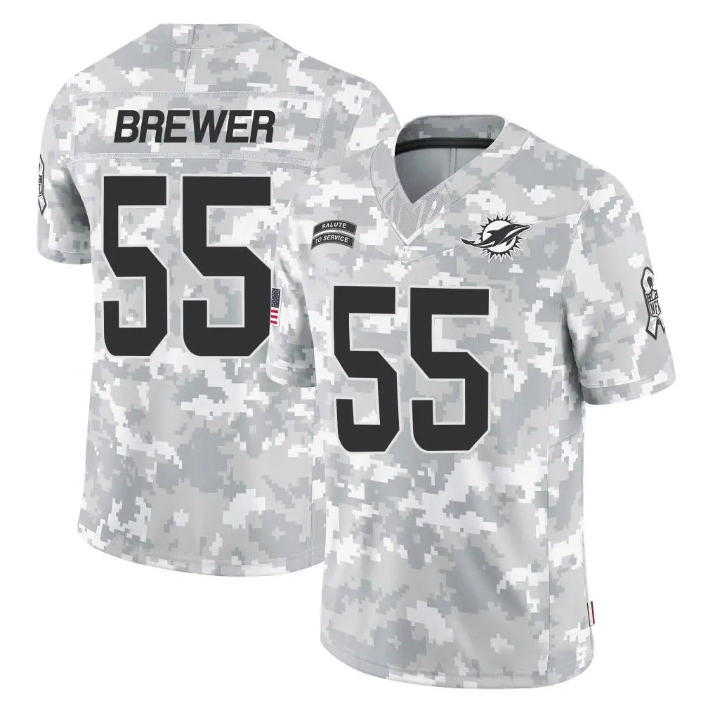 M.Dolphins #55 Aaron Brewer Player Arctic Camo Salute To Service Limited Game STECN Stitched Jerseys