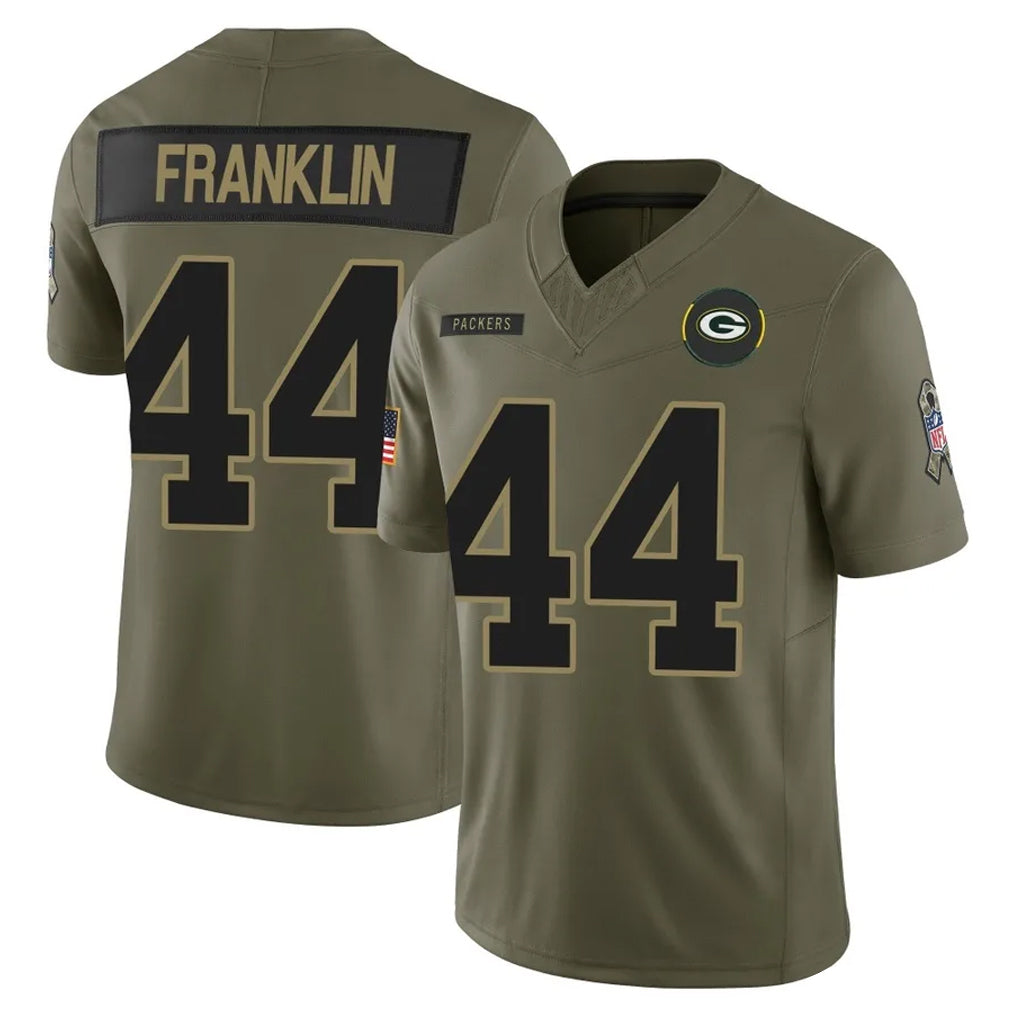 GB.Packers #44 Zaire Franklin Player Olive 2025 Salute To Service Limited Home Game STECN Stitched Jerseys