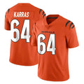 C.Bengals #64 Ted Karras Player Orange Vapor Untouchable Limited Home Game STECN Stitched Jerseys