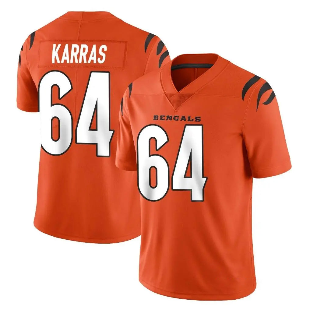 C.Bengals #64 Ted Karras Player Orange Vapor Untouchable Limited Home Game STECN Stitched Jerseys